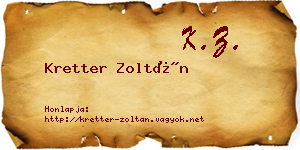 Kretter Zoltán névjegykártya
